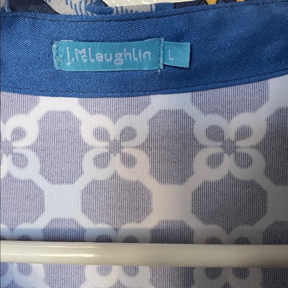 J. McLaughlin Large Elena Dress Navy Blue Essex Geo Catalina Cloth Pockets - Picture 2 of 6